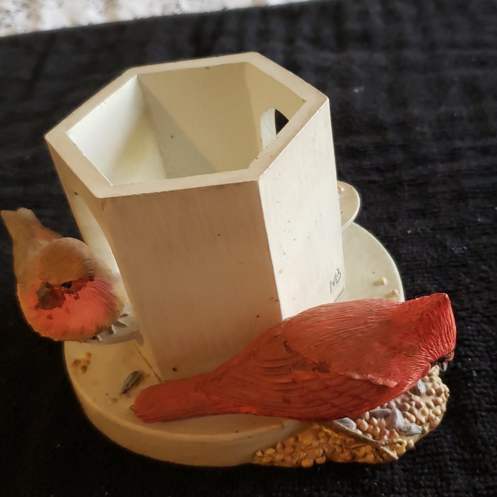 Candle or LED Tea Light Holder with Birds.